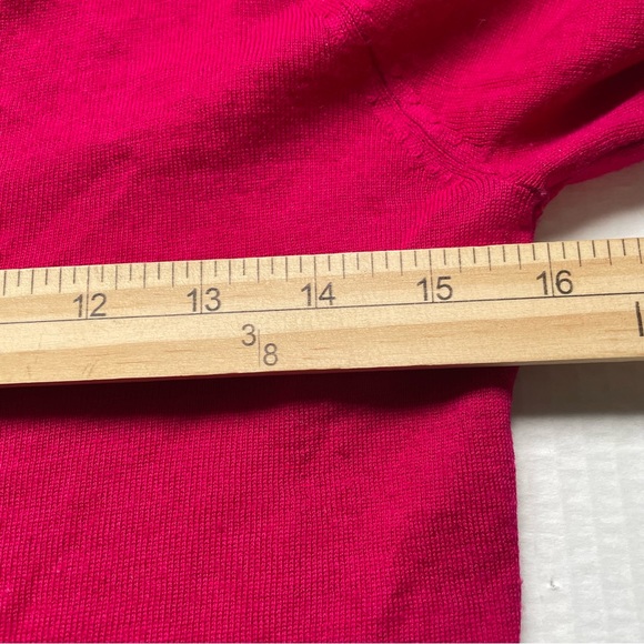 Massimo Dutti Pink Wool-Cashmere Front Pockets V-neck Back Keyhole Bow Sweater - Picture 11 of 13